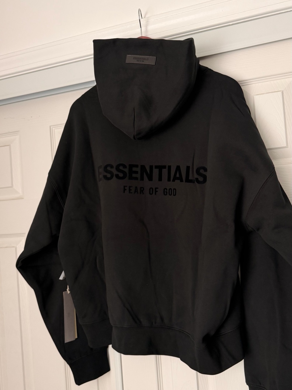 Essentials Fear of God Black Logo Pullover Hoodie
